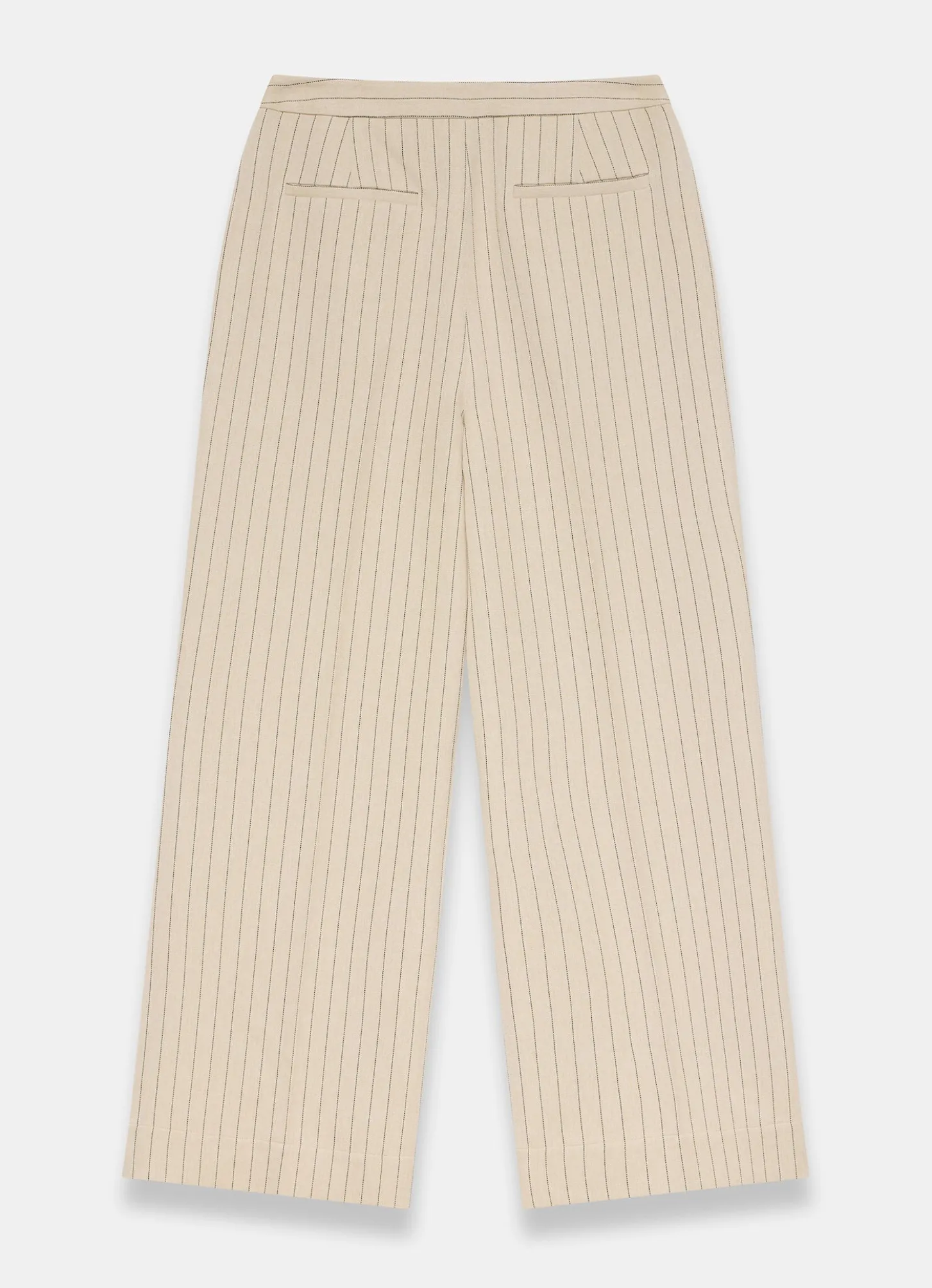 Neutral Button Front Pinstripe Trousers