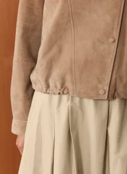 Neutral Cotton A Line Midi Skirt