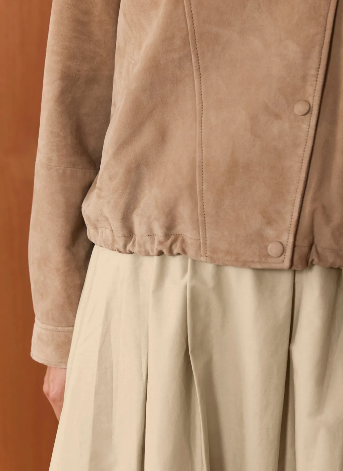 Neutral Cotton A Line Midi Skirt