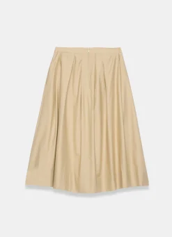 Neutral Cotton A Line Midi Skirt