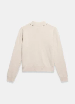 Neutral Cotton Blend Button Collar Cardigan