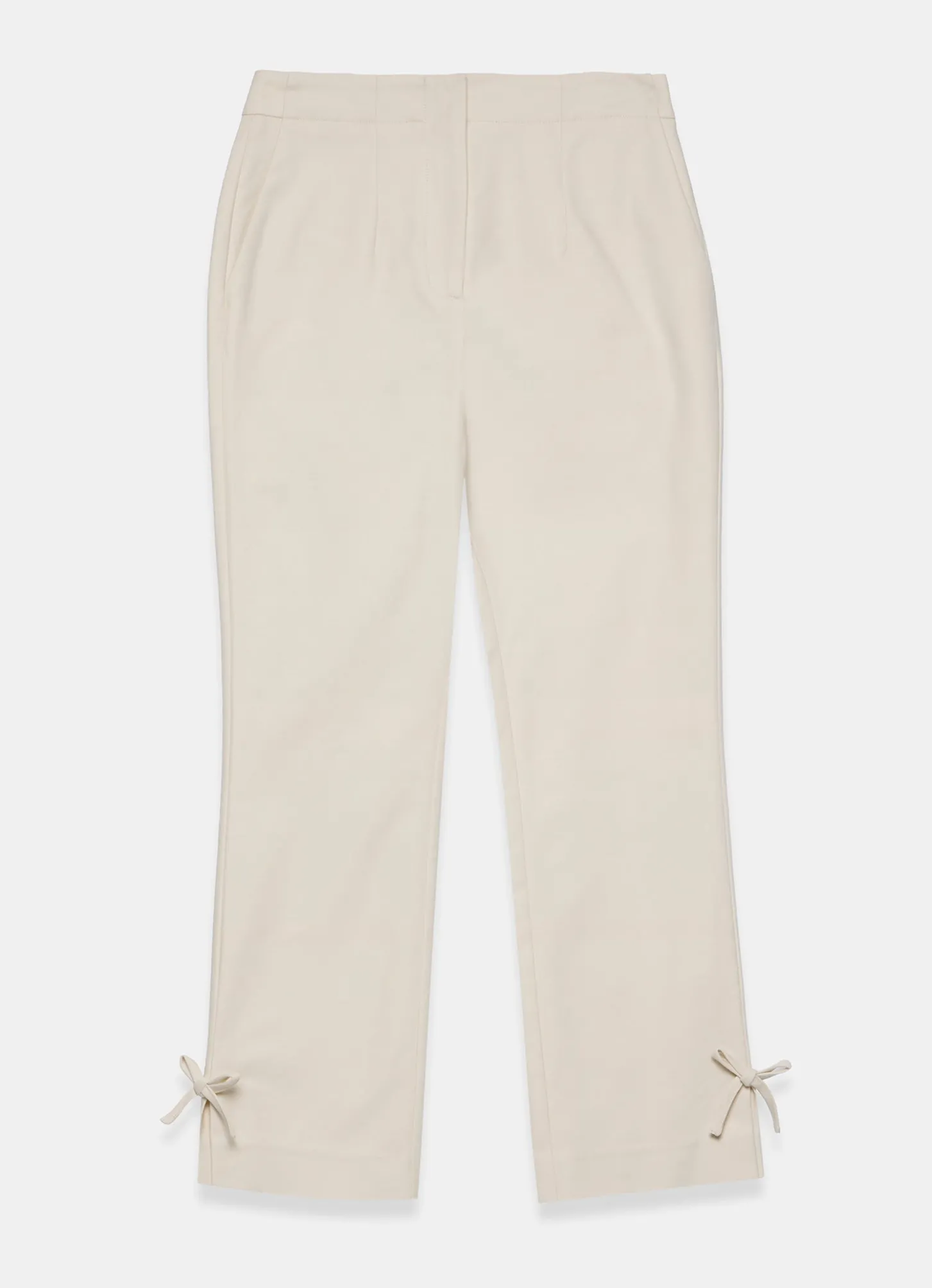 Neutral Cotton Blend Capri Trousers