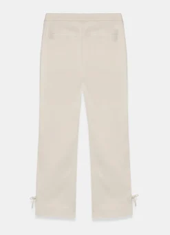 Neutral Cotton Blend Capri Trousers