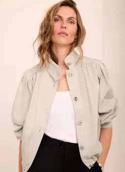 Neutral Cotton Blend Jacket