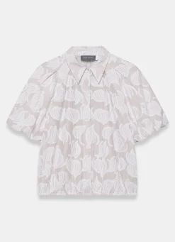 Neutral Cotton Jacquard Striped Shirt