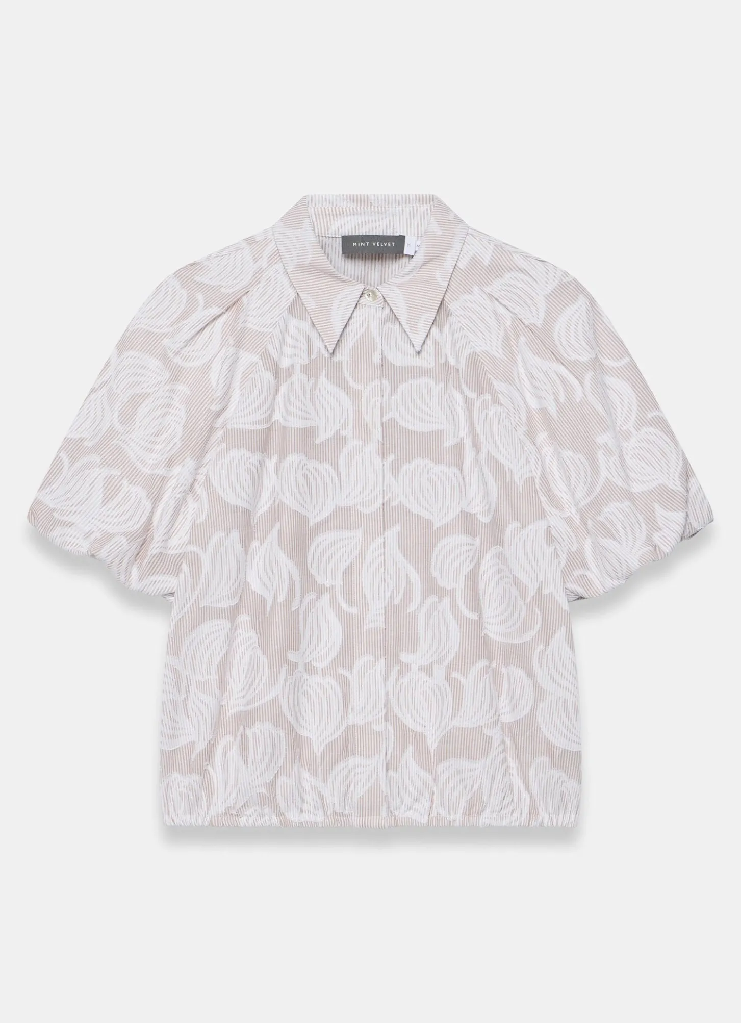 Neutral Cotton Jacquard Striped Shirt