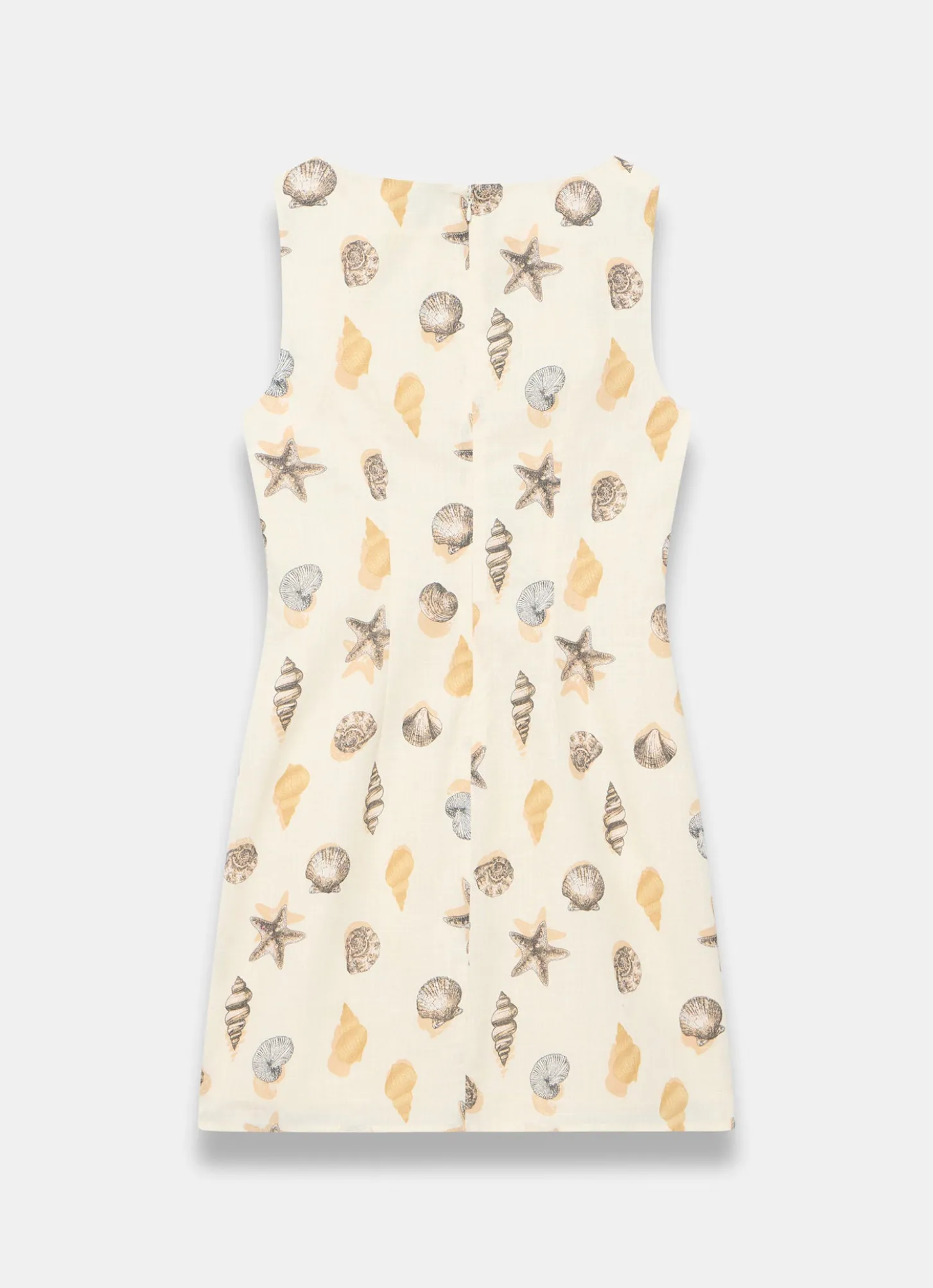 Neutral Cotton Shell Print Mini Dress