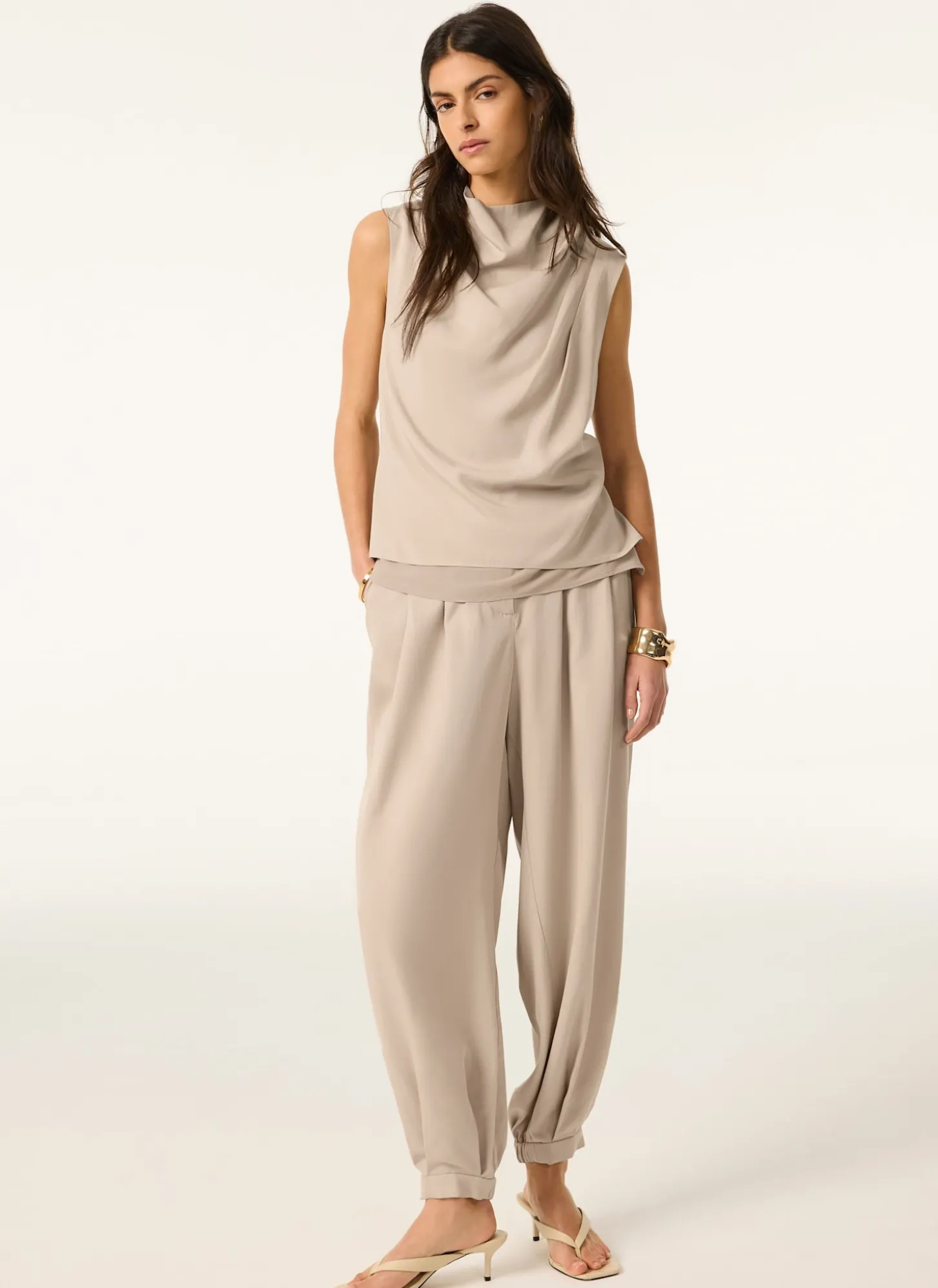Neutral Cowl Neck Top