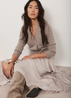 Neutral Crinkle Maxi Skirt