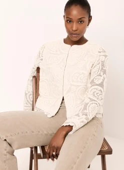Neutral Crochet Paisley Jacket