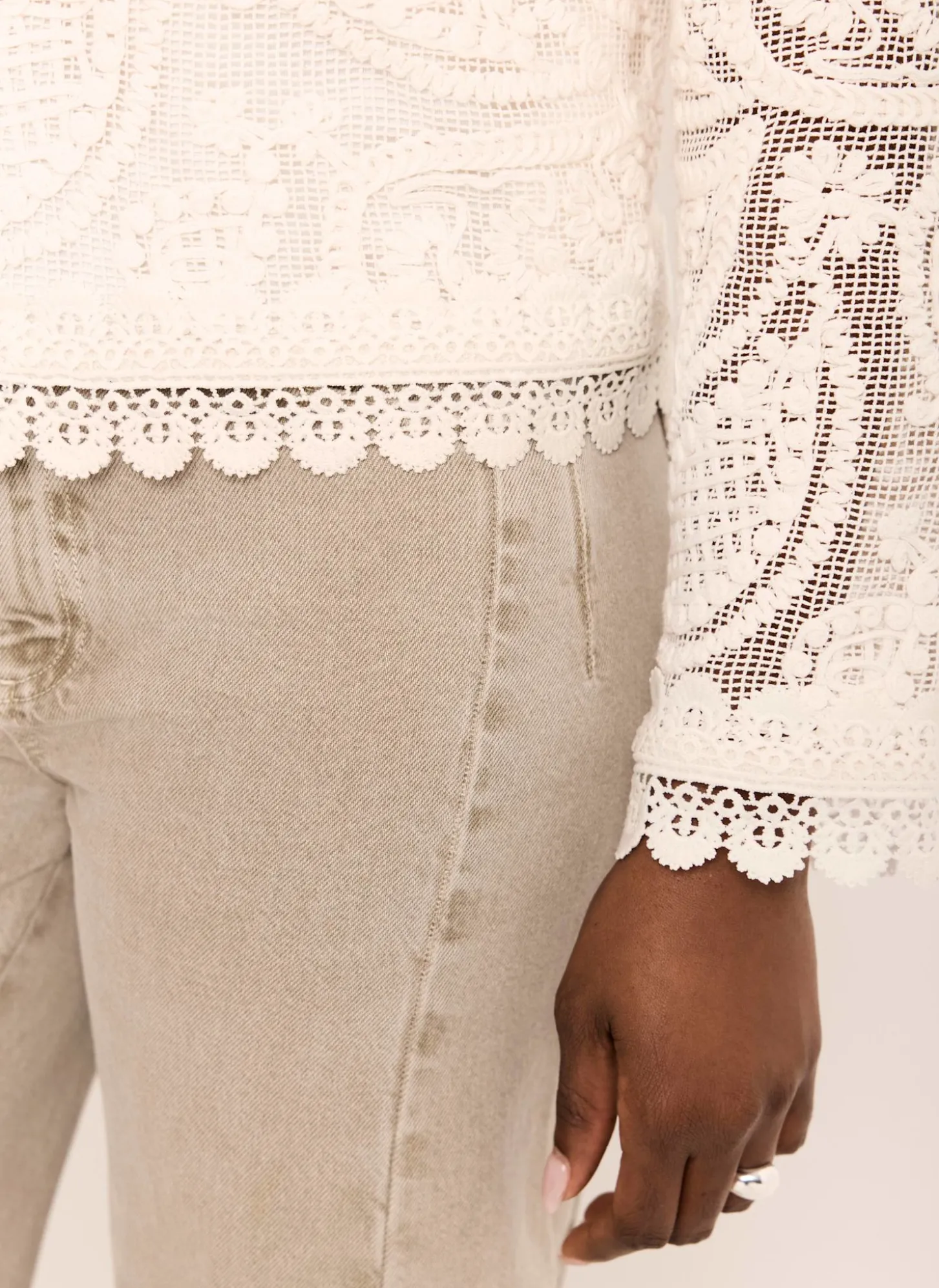 Neutral Crochet Paisley Jacket