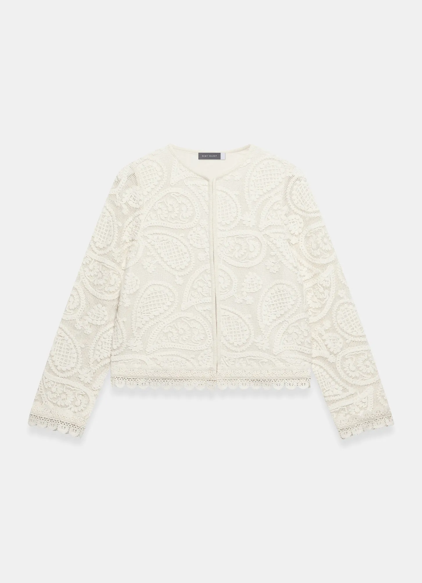 Neutral Crochet Paisley Jacket