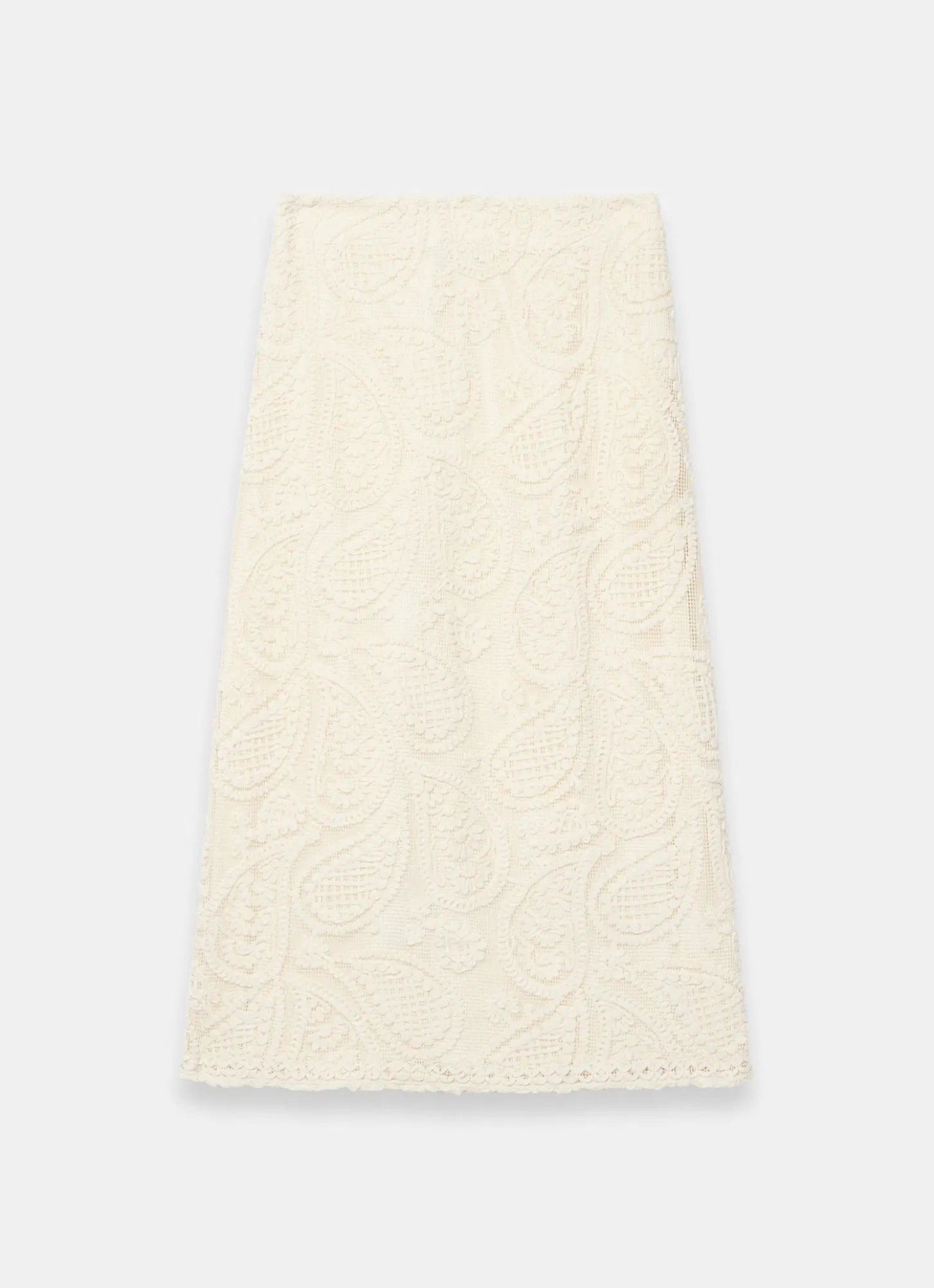 Neutral Crochet Paisley Midi Skirt