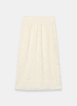 Neutral Crochet Paisley Midi Skirt