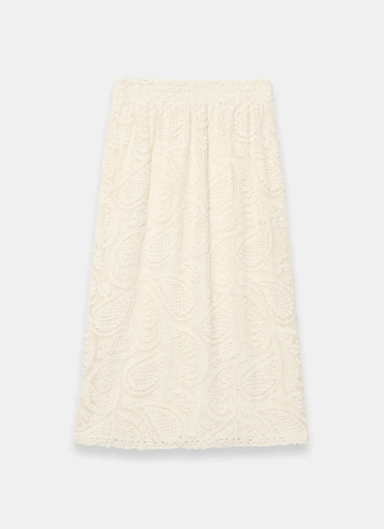 Neutral Crochet Paisley Midi Skirt