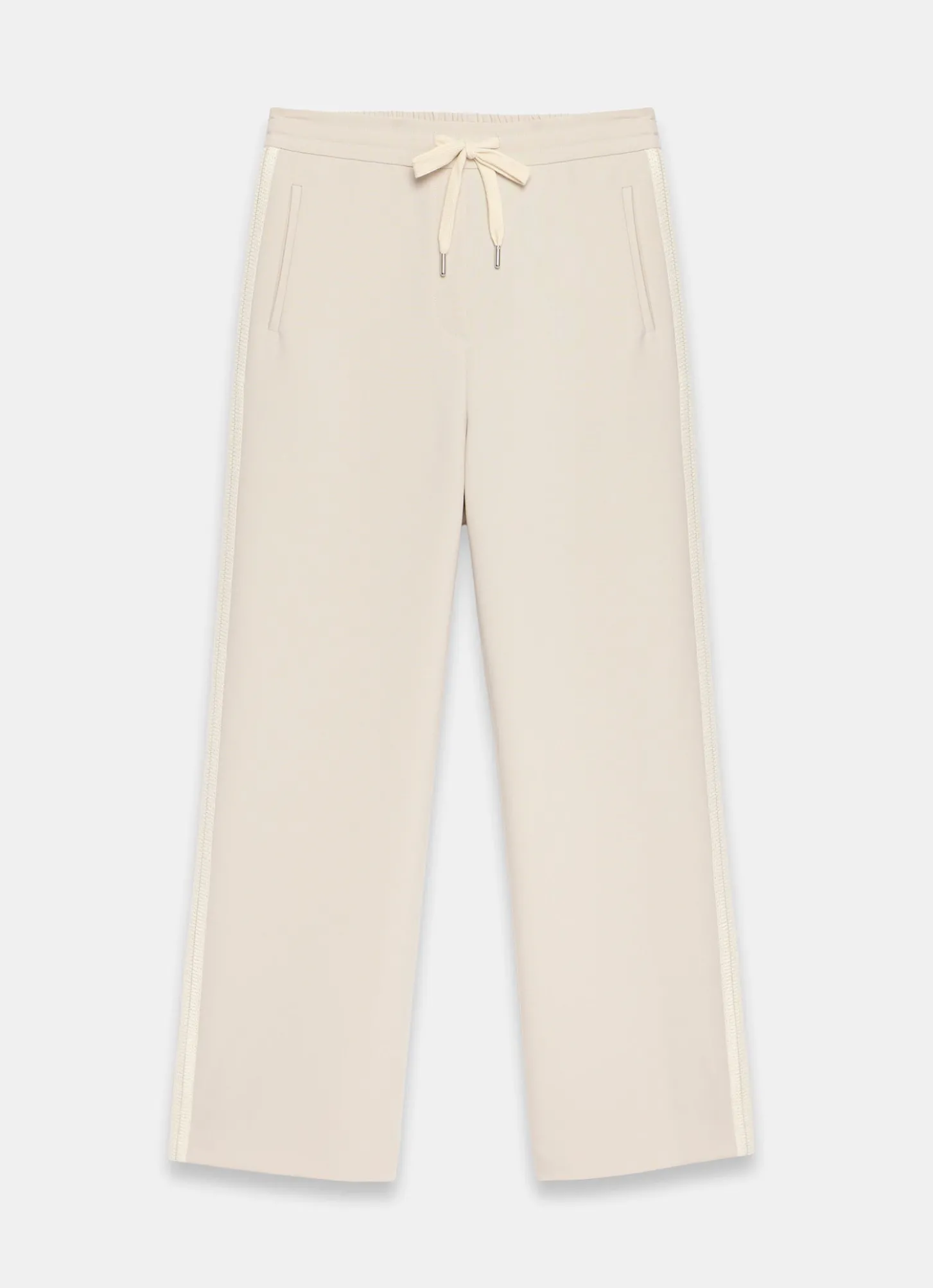 Neutral Crochet Side Stripe Wide Joggers