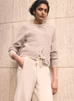 Neutral Double Layer Knit Cardigan