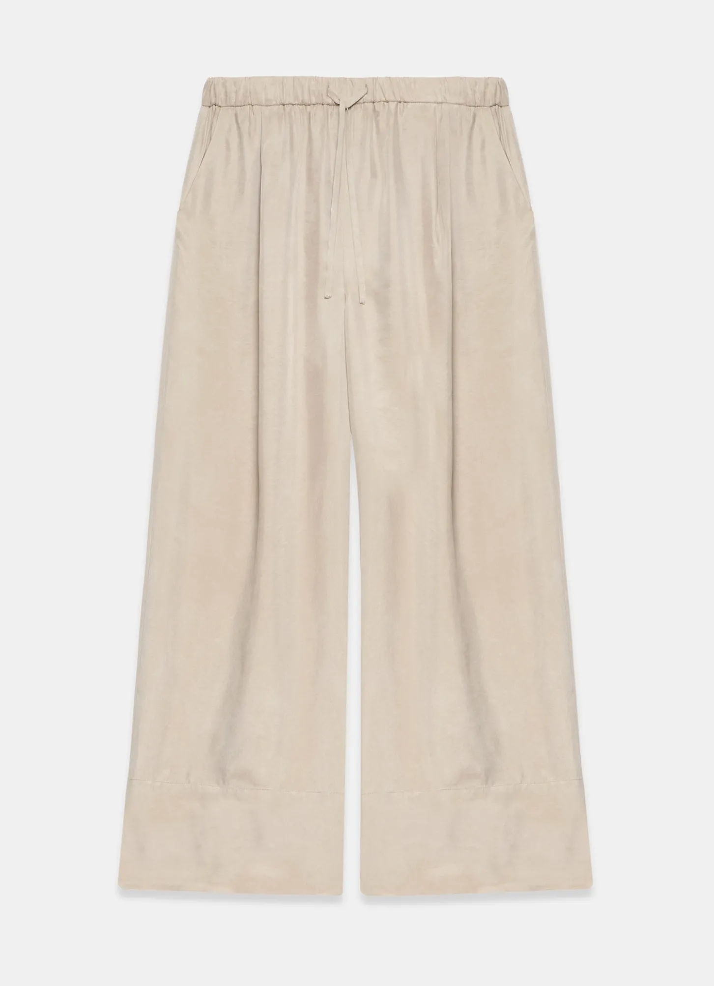 Neutral Drawstring Wide Leg Trousers