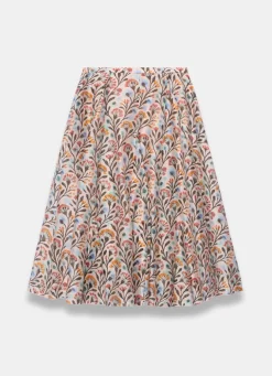 Neutral Floral Print Midi Skirt