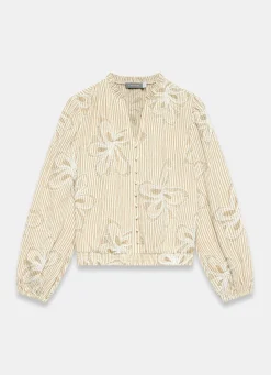 Neutral Floral Stripe Blouse