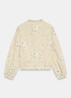 Neutral Floral Stripe Blouse
