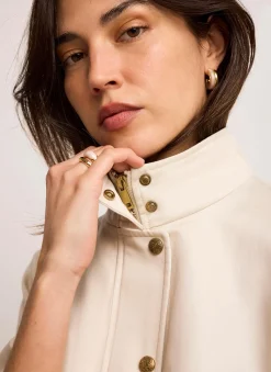 Neutral Funnel Neck Bomber Jacket