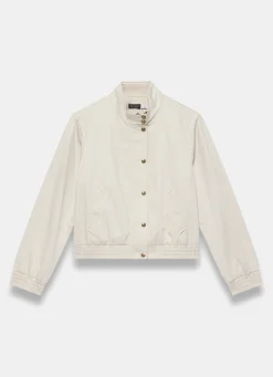 Neutral Funnel Neck Bomber Jacket