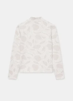 Neutral Jacquard Long Sleeve Top