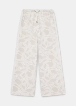 Neutral Jersey Jacquard Wide Trousers