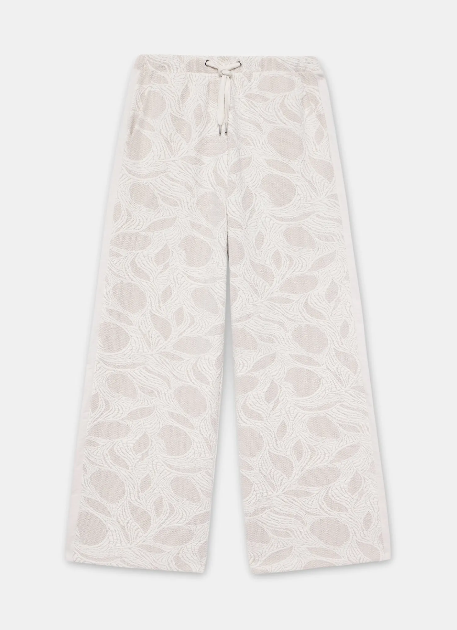 Neutral Jersey Jacquard Wide Trousers
