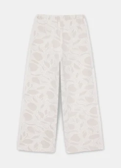 Neutral Jersey Jacquard Wide Trousers