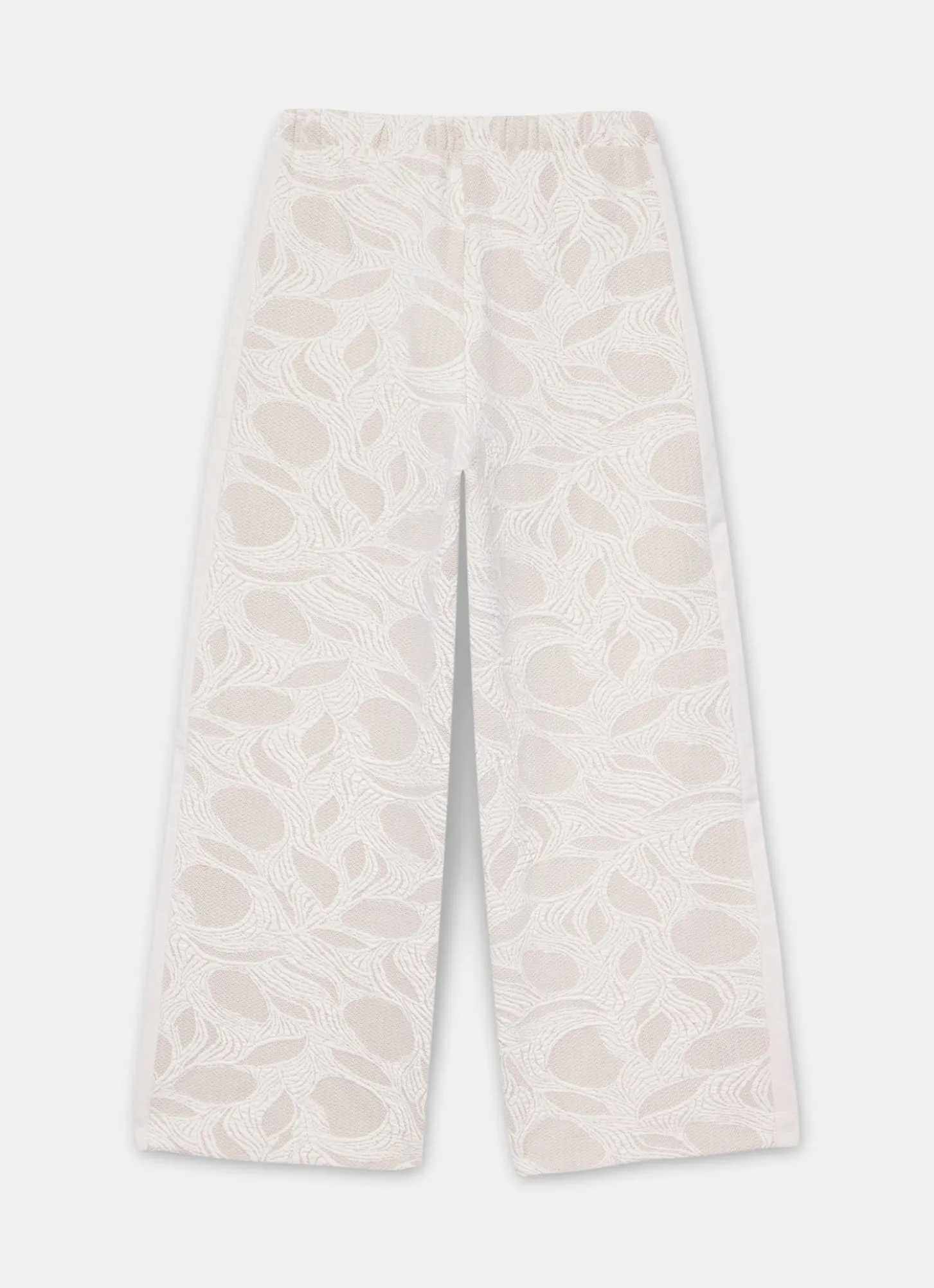 Neutral Jersey Jacquard Wide Trousers