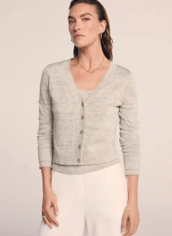 Neutral Linen Blend Layered Cardigan