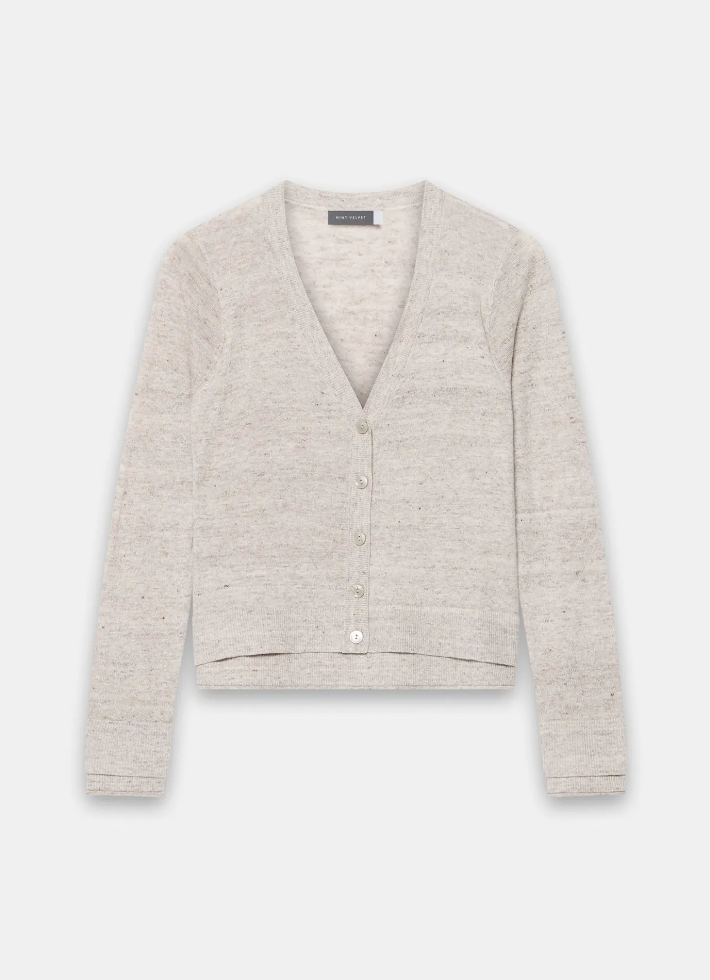 Neutral Linen Blend Layered Cardigan