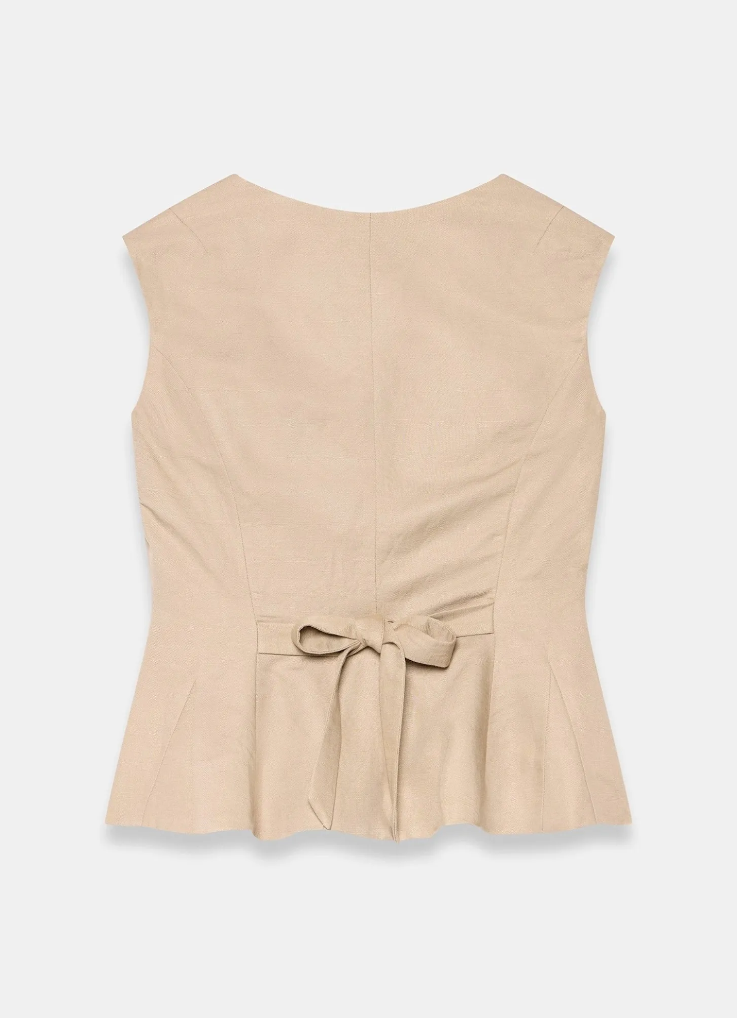 Neutral Linen Blend Peplum Waistcoat