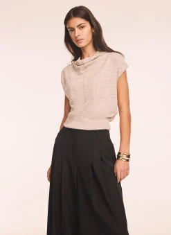 Neutral Linen Blend Sleeveless Knit Top