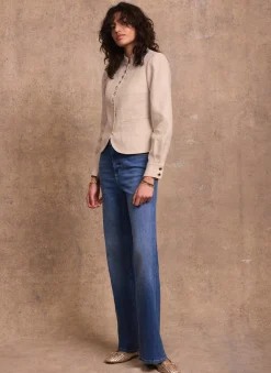 Neutral Linen Cropped Jacket