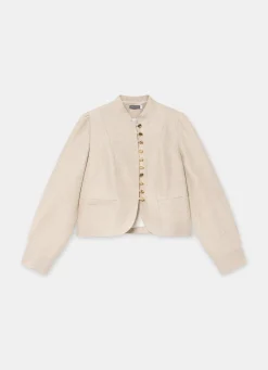 Neutral Linen Cropped Jacket