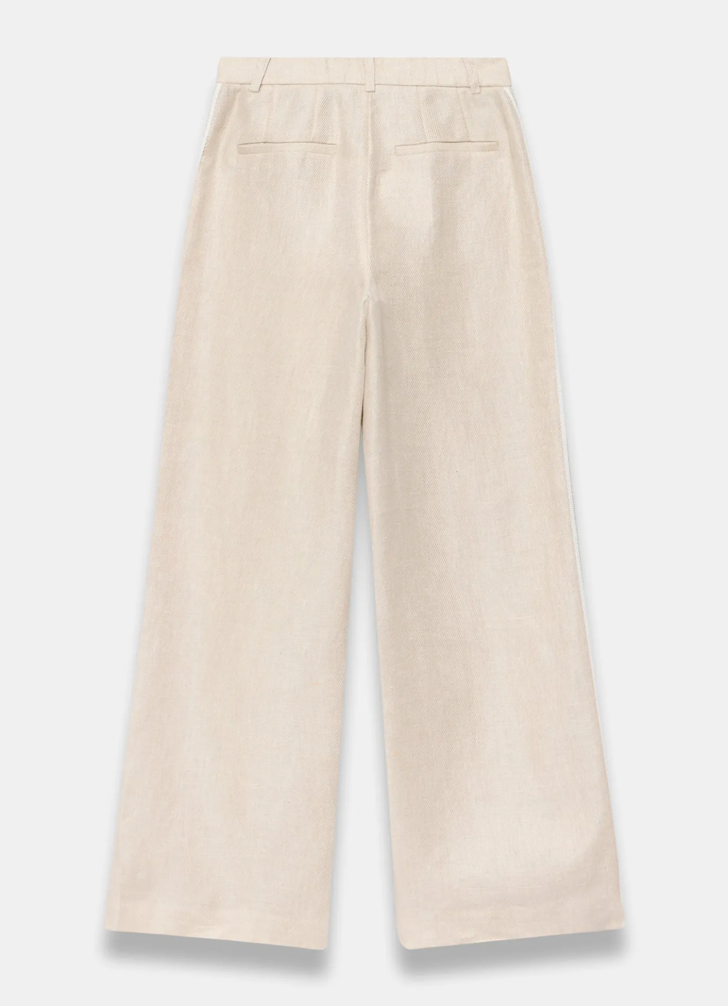 Neutral Linen Side Stripe Trousers