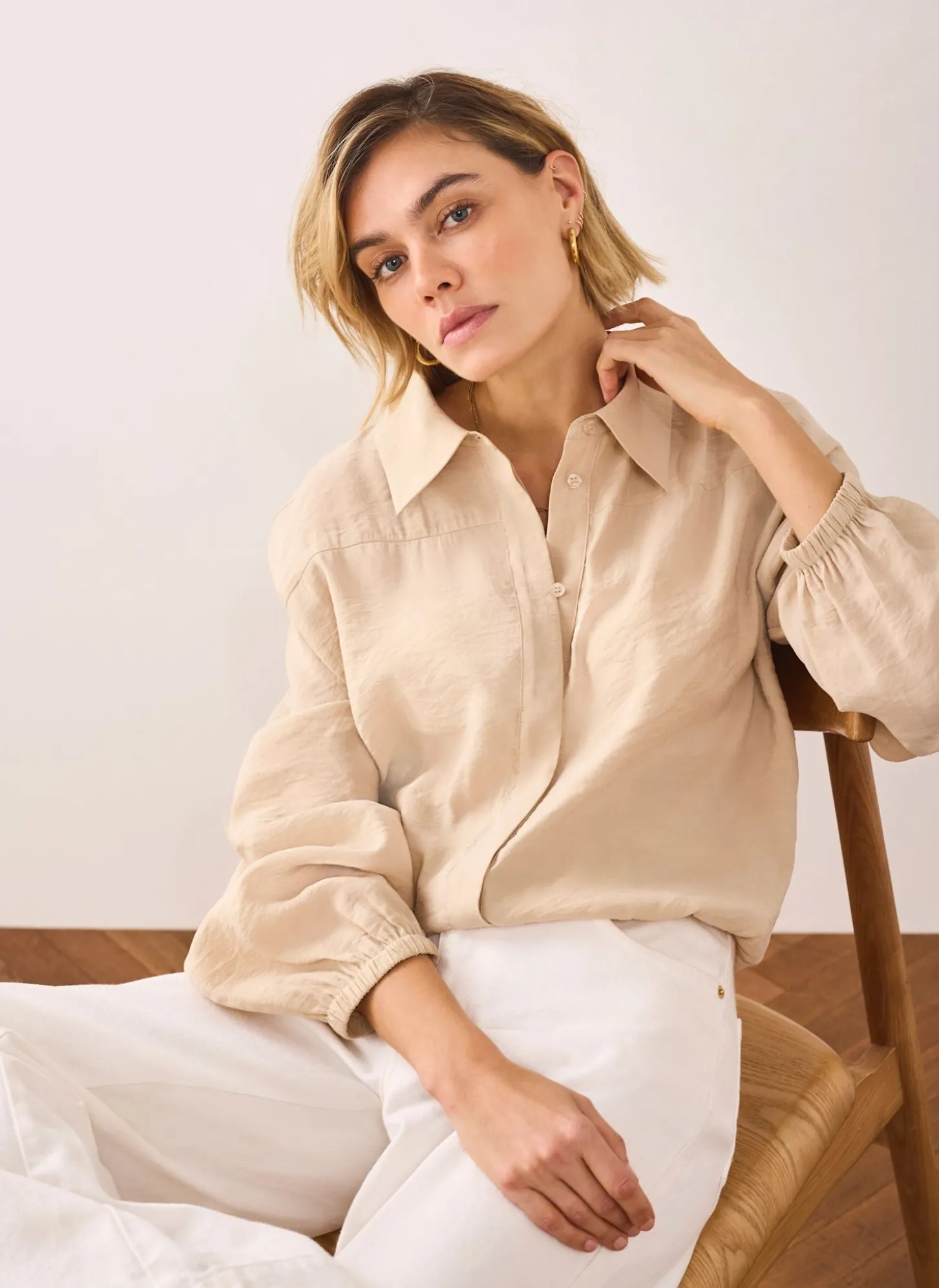 Neutral Long Sleeve Minimalist Shirt