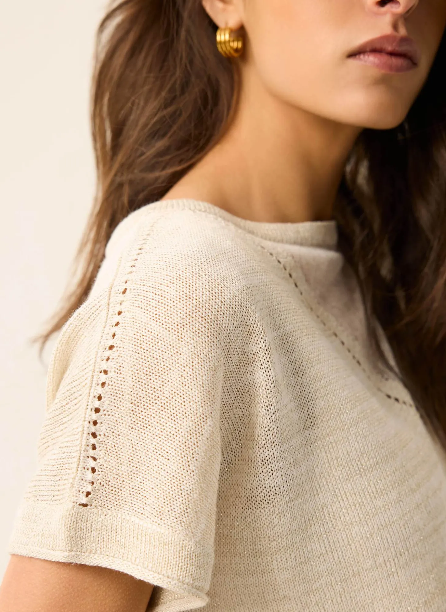 Neutral Metallic Knit Top