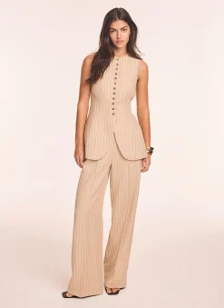 Neutral Pinstripe Longline Waistcoat