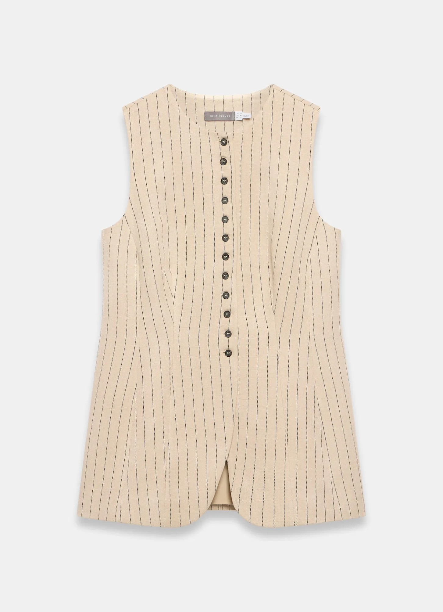 Neutral Pinstripe Longline Waistcoat