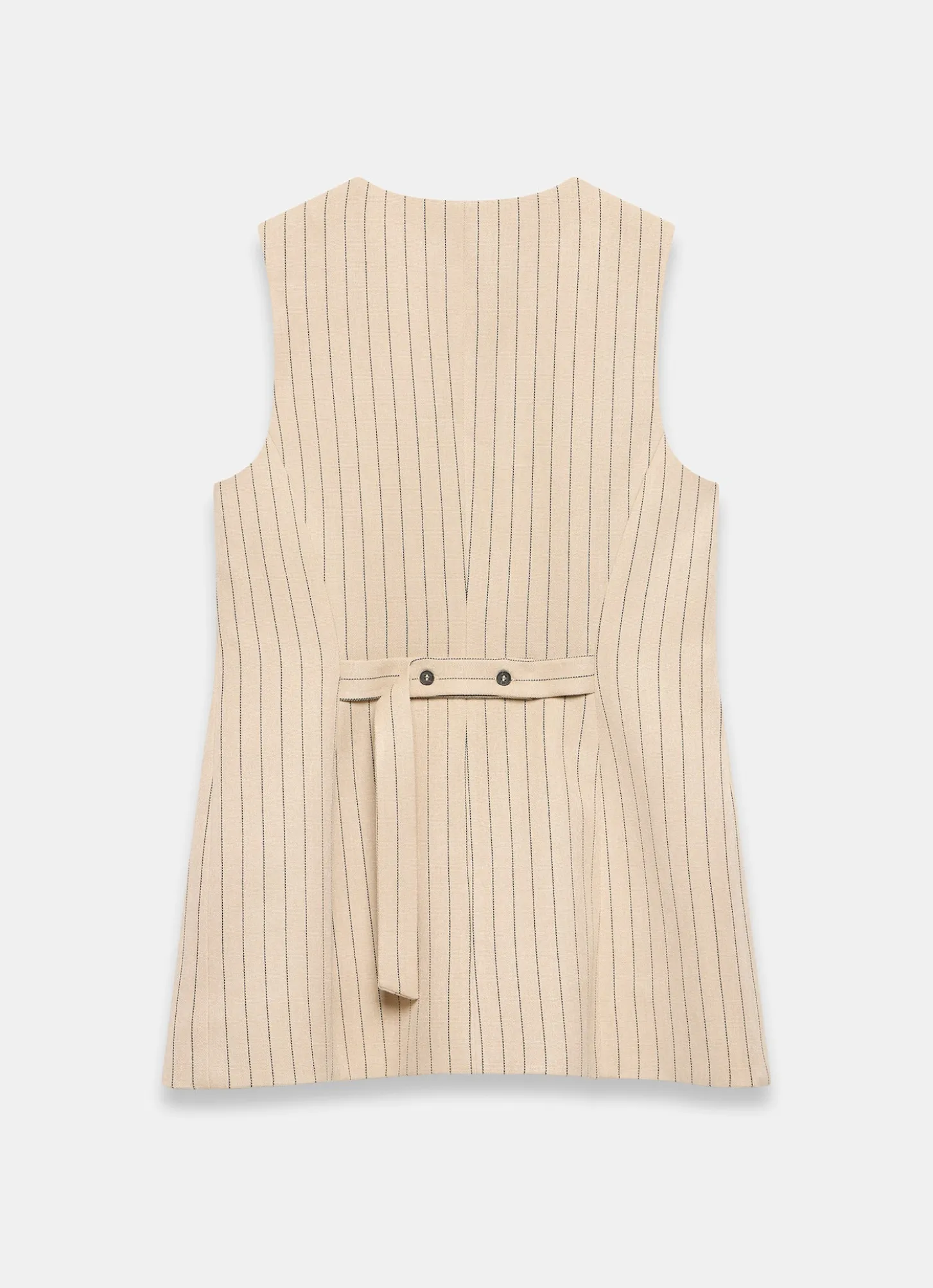 Neutral Pinstripe Longline Waistcoat