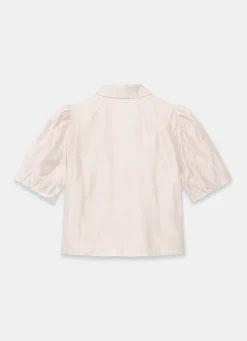Neutral Puff Sleeve Smock Shirt