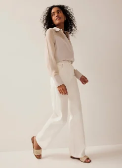 Neutral Satin Long Sleeve Shirt