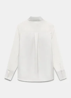 Neutral Satin Long Sleeve Shirt
