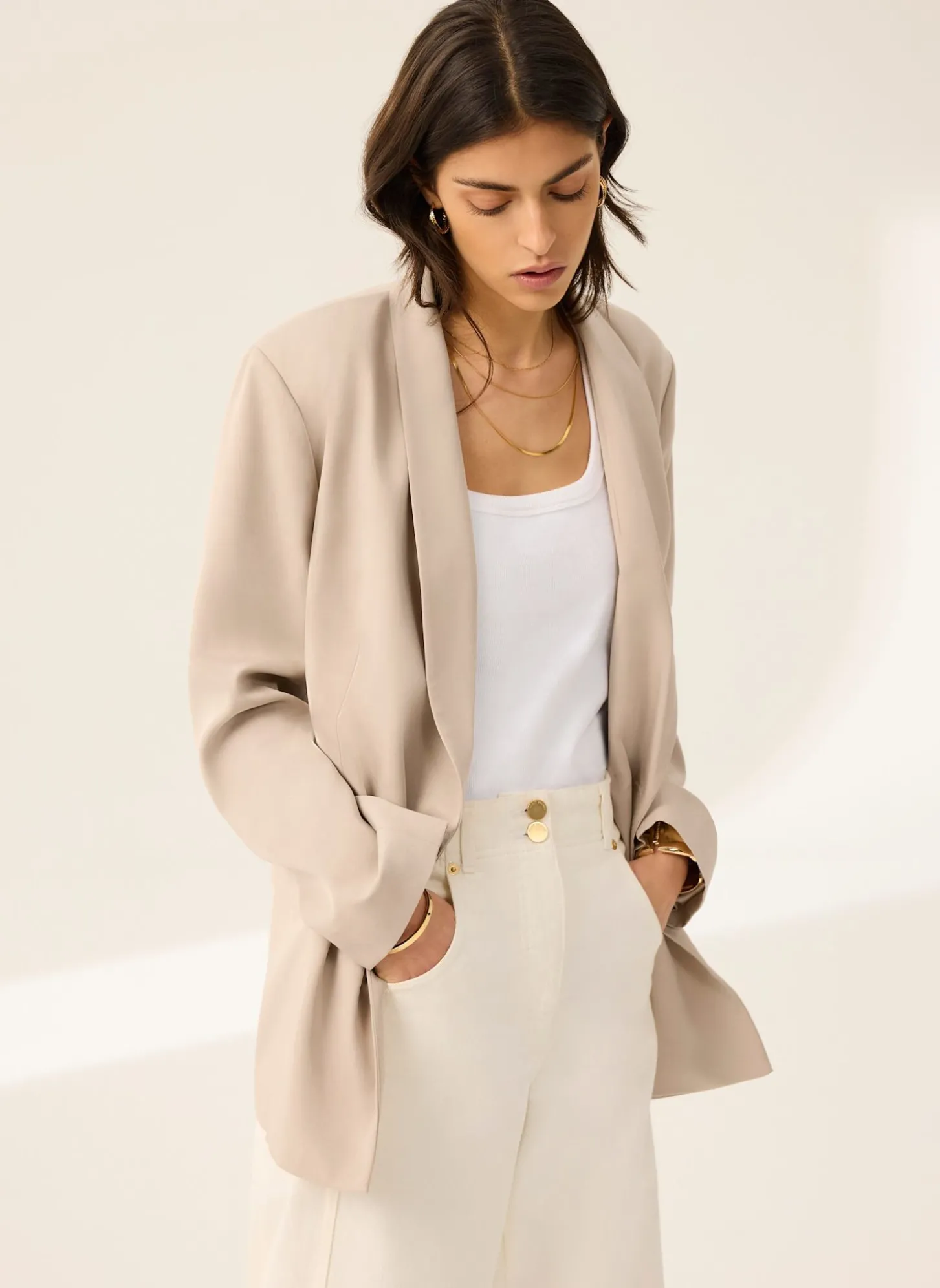 Neutral Single Breasted Blazer