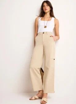 Neutral Straight Utility Chino Trousers