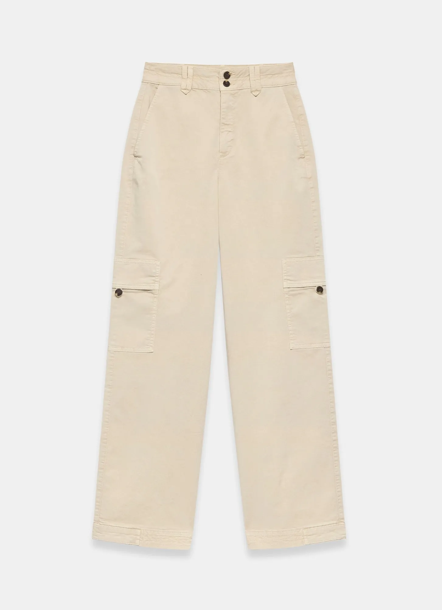 Neutral Straight Utility Chino Trousers